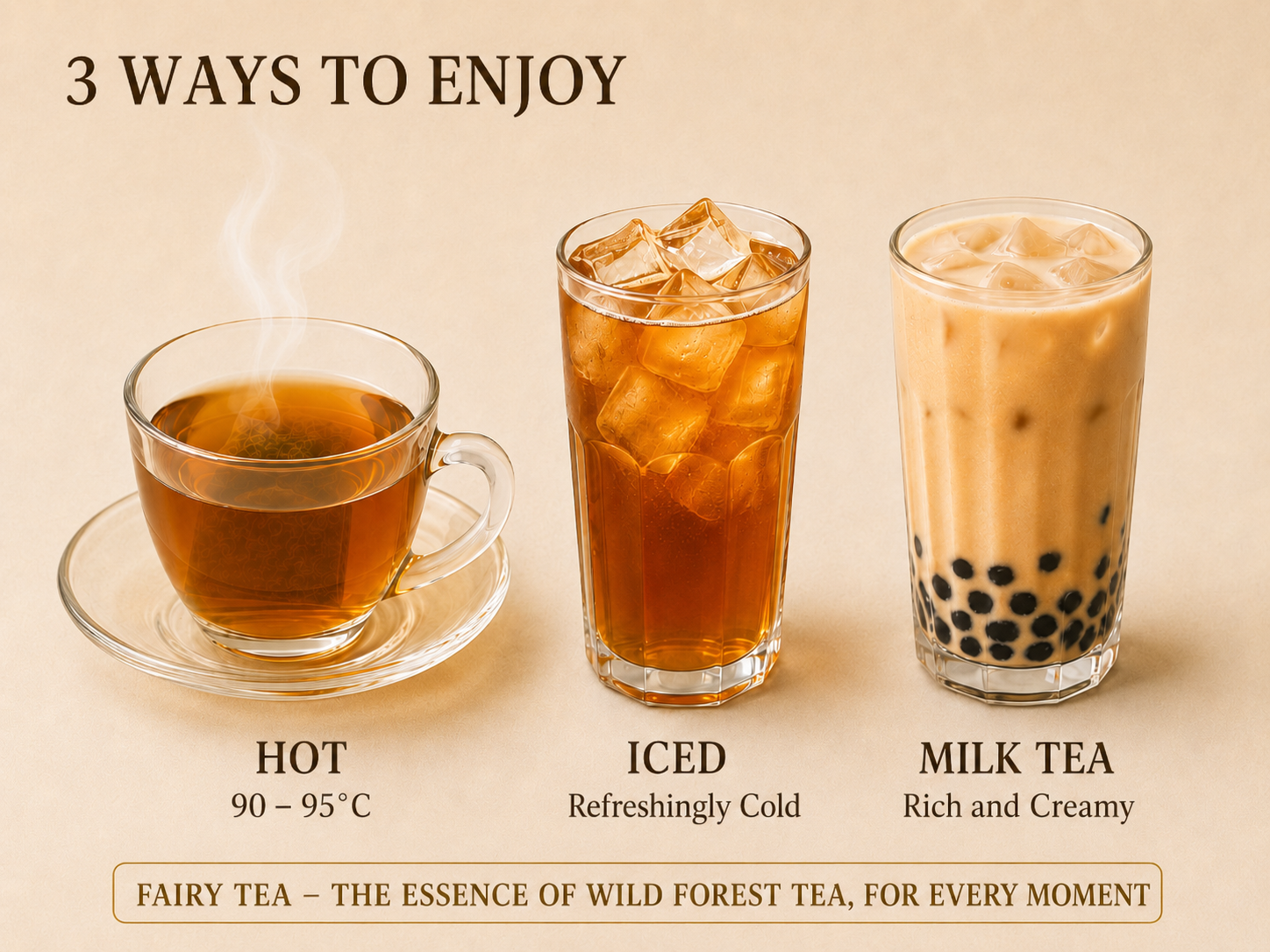 FAIRY TEA có thể dùng nóng, với đá hoặc kết hợp cùng sữa